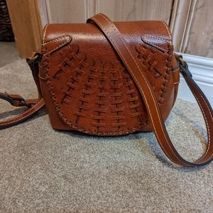 Patricia Nash Woven Leather Crossbody Bag in Cognac